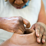 Magdalene Odundo in her studio in Farnham 2016